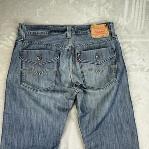 Levi's 514 Jeans Men's 34x34 Blue Denim Slim Straight Pocket Flaps Medium Wash